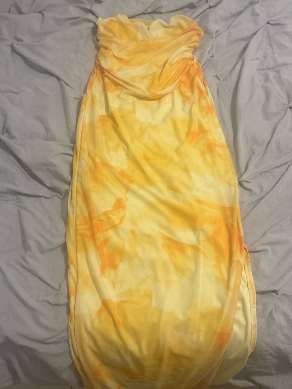 SHEIN Yellow Orange Strapless Summer Dress